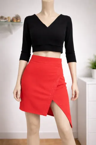 Gonna Elisabetta Franchi Corallo 40 Asimmetrica