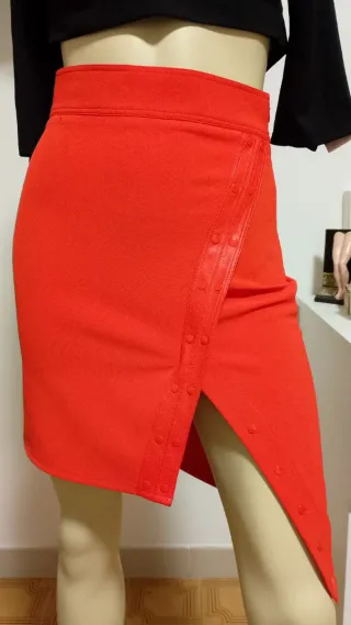 Gonna Elisabetta Franchi Corallo 40 Asimmetrica