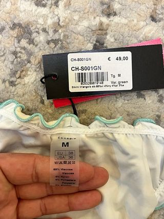 Bikini Changit a righe verde e bianco taglia M