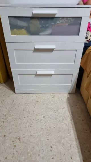Cómoda blanca 3 cajones 78x95x46 cm