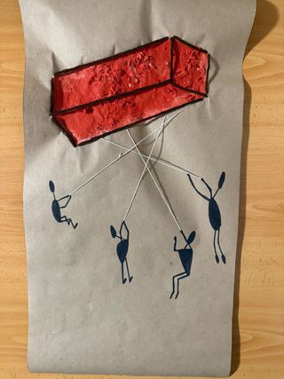 Lámina papel kraft figura relieve texturas. 30x24