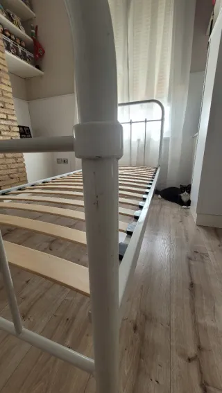 Estructura cama metal blanco cabecero 90x190