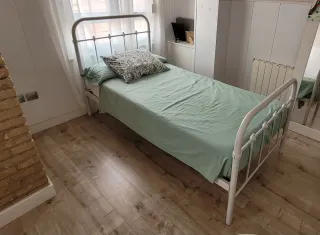 Estructura cama metal blanco cabecero 90x190