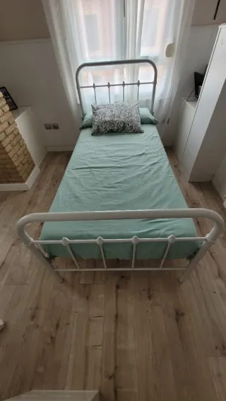 Estructura cama metal blanco cabecero 90x190