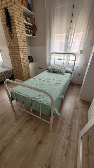 Estructura cama metal blanco cabecero 90x190