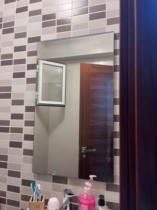 Espejo de baño madera y metal