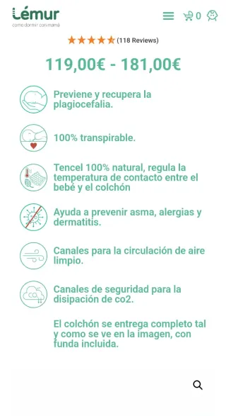 Colchón Minicuna Lemur Volana 50x83