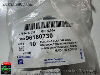 96180730 Tapón bloque cilindros LANOS. 8 piezas.