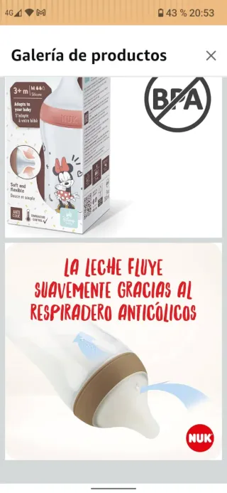 Biberón NUK Perfect Match 3+ meses, anticolicos