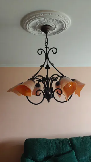 Lámpara de techo metal y cristal