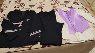Traje Comunión Niño Negro y Lila  Talla 9