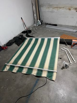 Toldo punto recto verde y beige