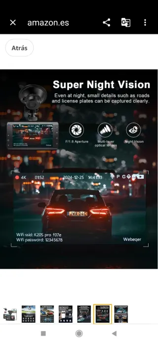 Duskan 4K Ultra HD Dashcam con WiFi