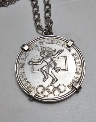 Colgante Moneda XIX Olimpiada México 1968, plata.