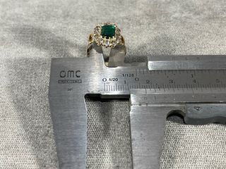 Anillo Oro 18k Isabelino Esmeralda Diamantes