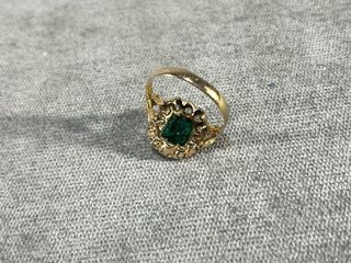 Anillo Oro 18k Isabelino Esmeralda Diamantes