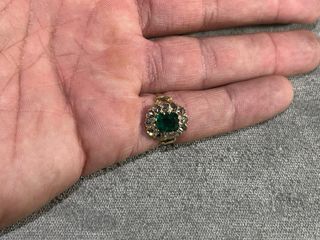 Anillo Oro 18k Isabelino Esmeralda Diamantes