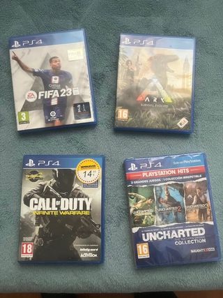 Consola PS4 Slim Negra + Juegos + Mandos