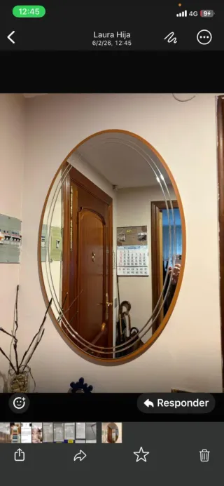 Espejo ovalado madera y cristal