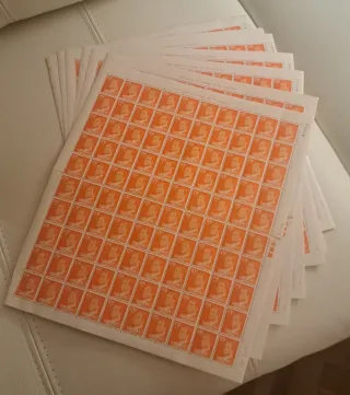 10 Pliegos Sellos 0,10 cts Rey Juan Carlos 1977