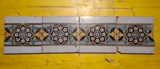 4 Azulejos Antiguos Vintage Decorados