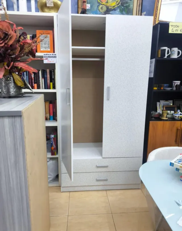 Armario blanco 2 puertas con cajones