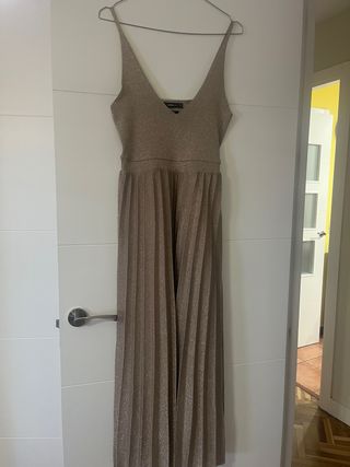 Vestido Zara punto brillo dorado