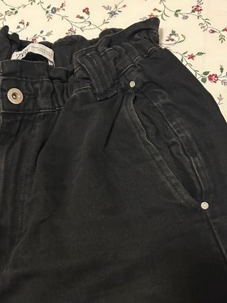 Pantalones Mom negros mujer