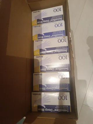 Lote 6 cajas Guantes Nitrilo Sensiflex XL Azul 100