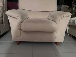 Sofá individual y triple beige/gris