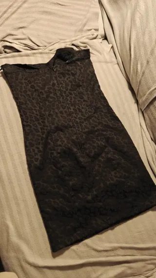 Vestido fiesta estampado leopardo negro Talla M