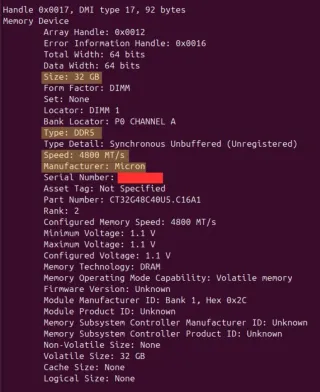 Crucial DDR5 32GB UDIMM 4800MHz CL40