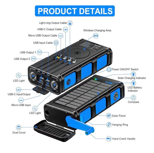 Power Bank Solar 26800mAh WASTDE