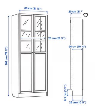 Librería Billy Blanca con Puertas de Cristal