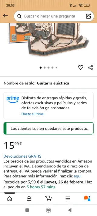 SIN ABRIR • ROKR Puzzle 3D Madera Guitarra