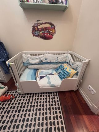 Cuna-Cama Bebé 70x140 Blanca 2en1. Marca Alondra.