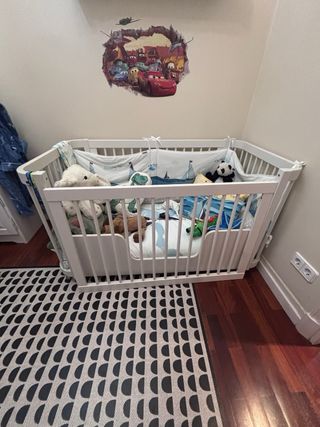 Cuna-Cama Bebé 70x140 Blanca 2en1. Marca Alondra.
