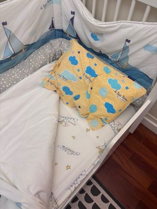 Cuna-Cama Bebé 70x140 Blanca 2en1. Marca Alondra.