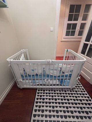 Cuna-Cama Bebé 70x140 Blanca 2en1. Marca Alondra.