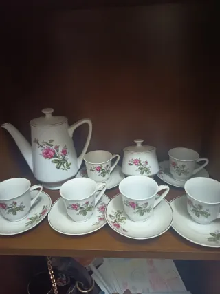 Juego de té porcelana flores rosas