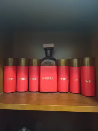 Set de Vasos Whisky Dorado y Rojo