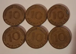 6 Monete Pfenning 1949 Zecca Amburgo