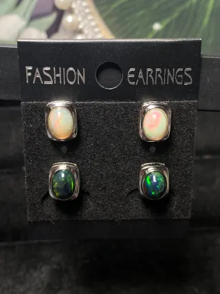 Pendientes Ópalo Natural Ovalados