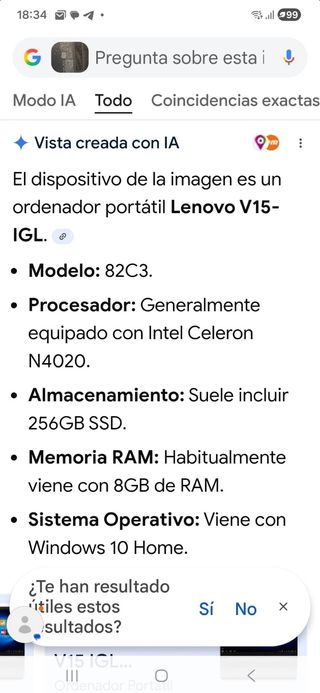 Portátil Lenovo V15-IGL Negro