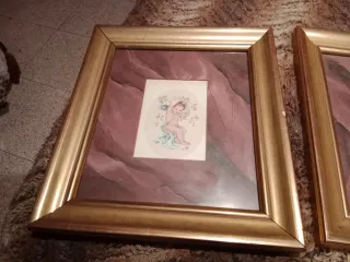 Lote 2 Cuadros Antiguos Ángeles