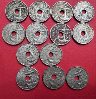 Lote 13 monedas 50 cts. España