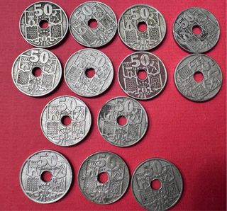 Lote 13 monedas 50 cts. España