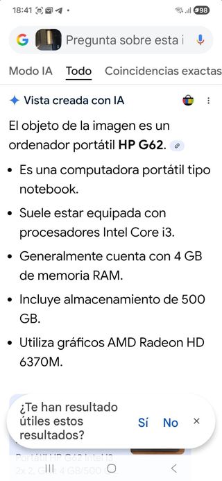 Portátil HP G62 Negro