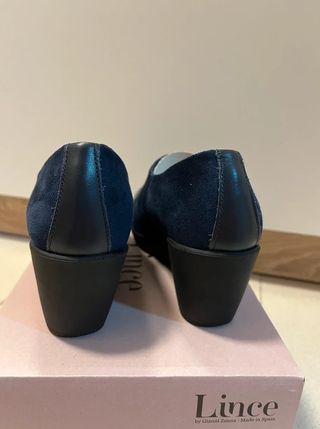 Zapatos cuña Lince azul y negro