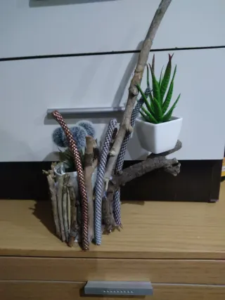 Decoración de madera pura naturaleza ramas/macetas